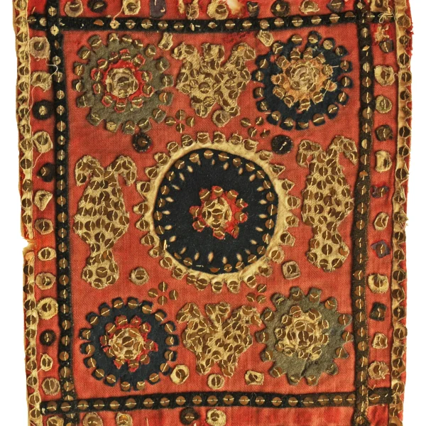 Albero della vita e simboli dell'uiverso. Ricamo-talismano zoroastriano matrimoniale di buon augurio.