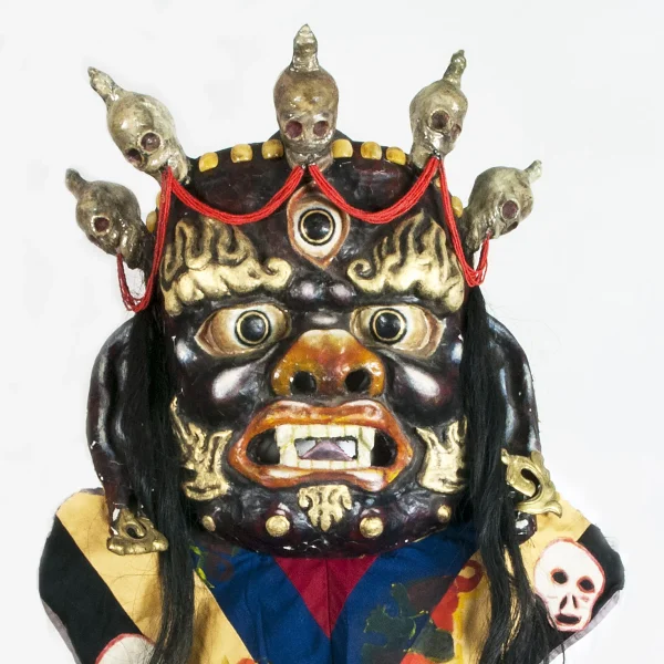 Maschera rituale per danza Tsam di Mahākāla Nero