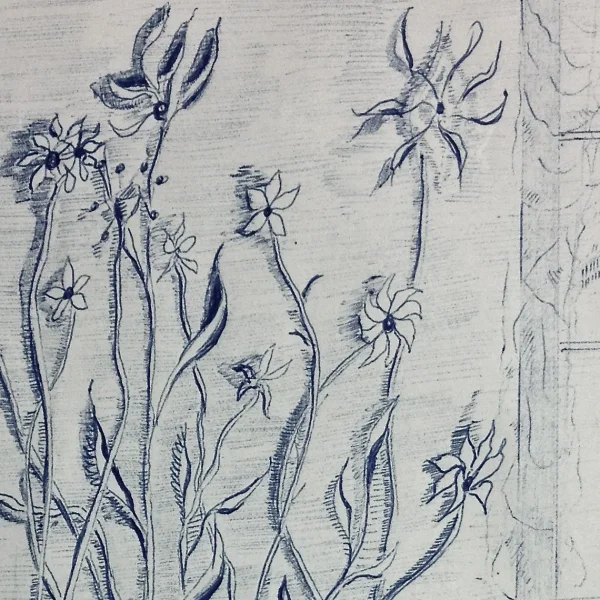 Interno con vaso di fiori