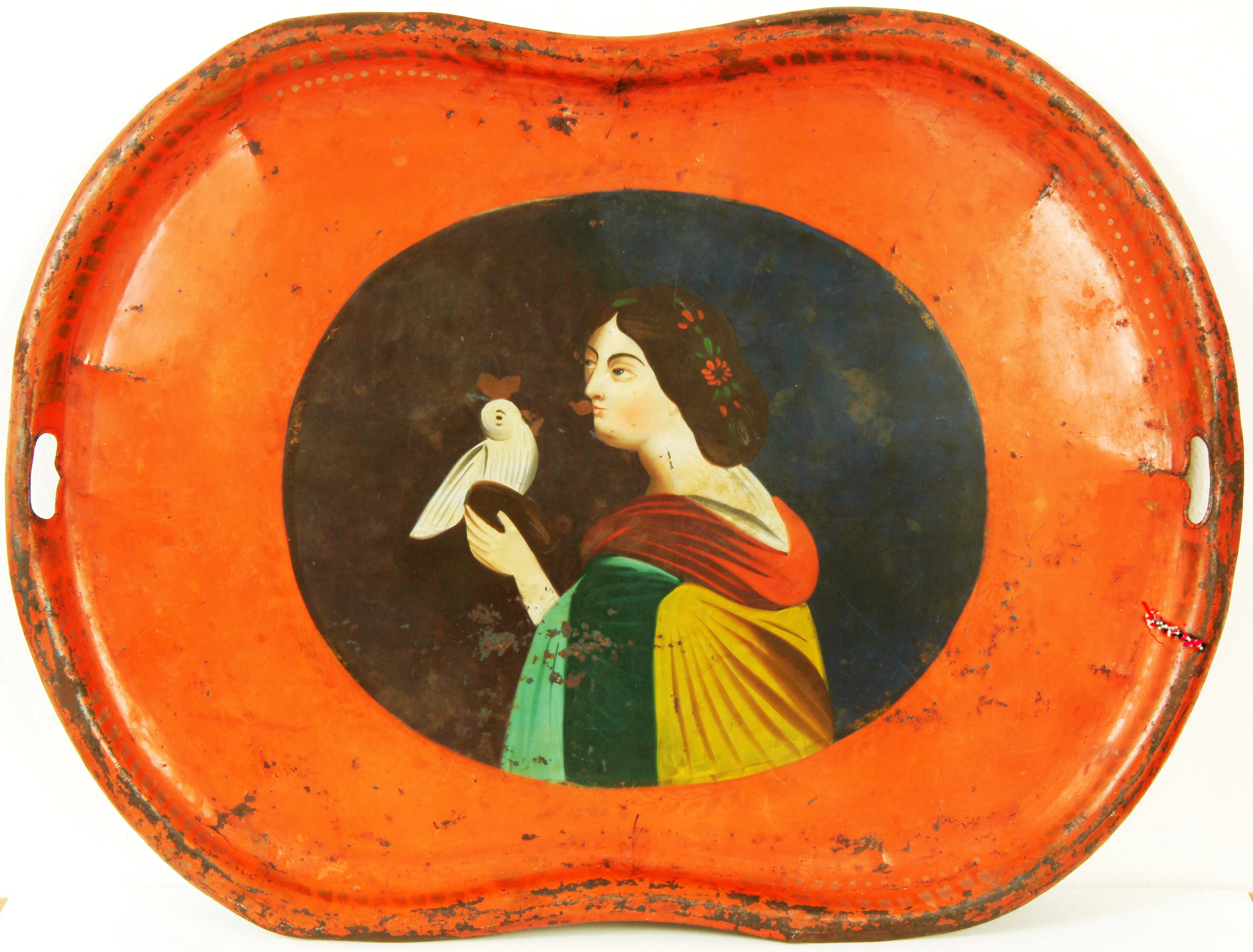 Pittura ad olio persiano su metallo di fabbricazione russa